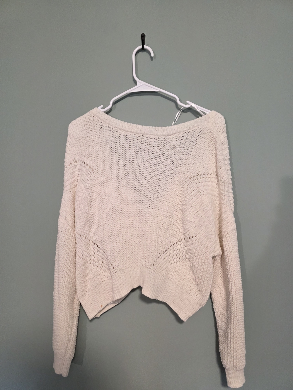 Pink Rose Cream V-Neck Knit Sweater